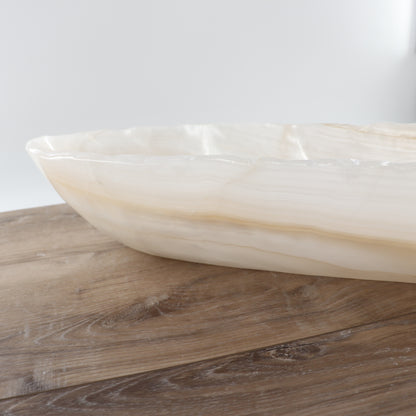 Mexican Onyx/Calcite Canoe Bowl 40"