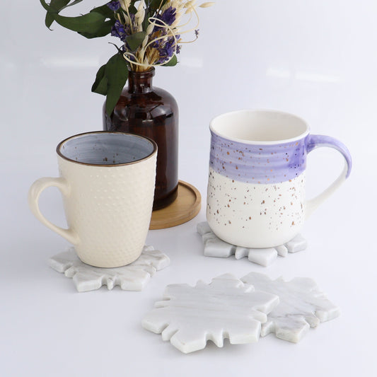 One White Marble Snowflake Coaster