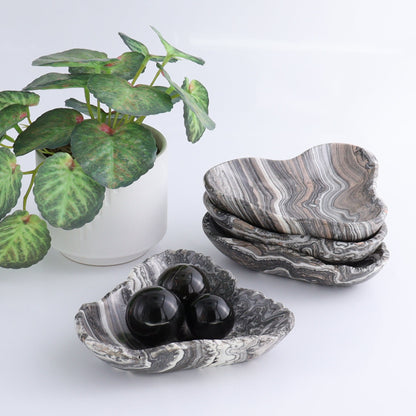 One Mexican Onyx/Calcite Black Zebra Triangular Bowl - Expert Wholesale and Supplier of Wholesale Crystals & Bulk Gemstones, ["bowl","Bowls","Calcite","Catalog Onyx","Decorative Dish","Mexico","onyx"]