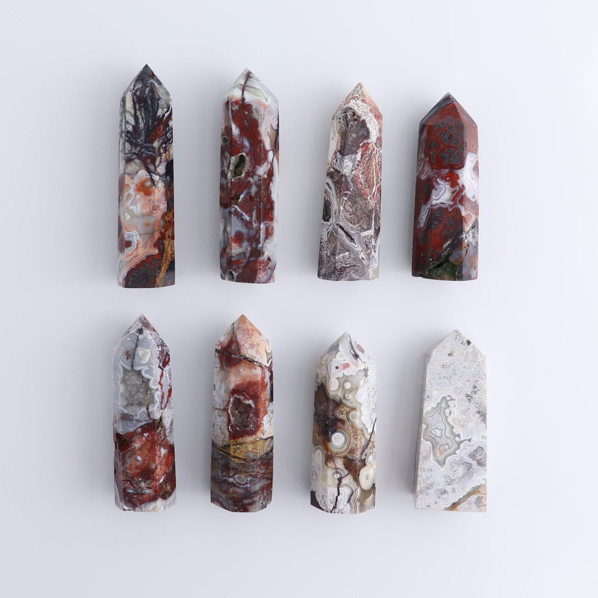 Crazy Lace Agate Towers Set of 8