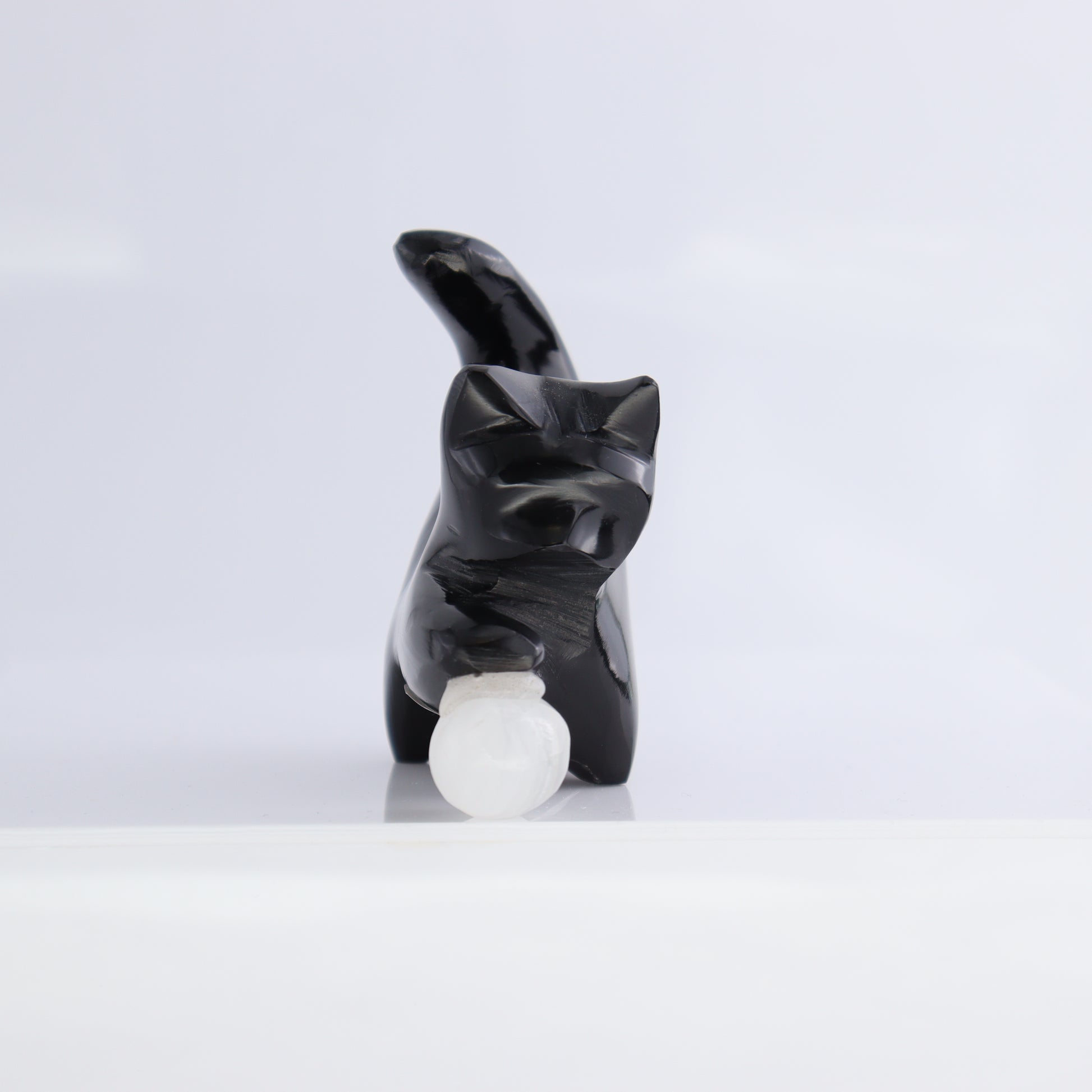 Black Marble Cats Playing with Onyx Ball - Expert Wholesale and Supplier of Wholesale Crystals & Bulk Gemstones, ["Black Marble","Cat","Marble","Mexico","onyx"]