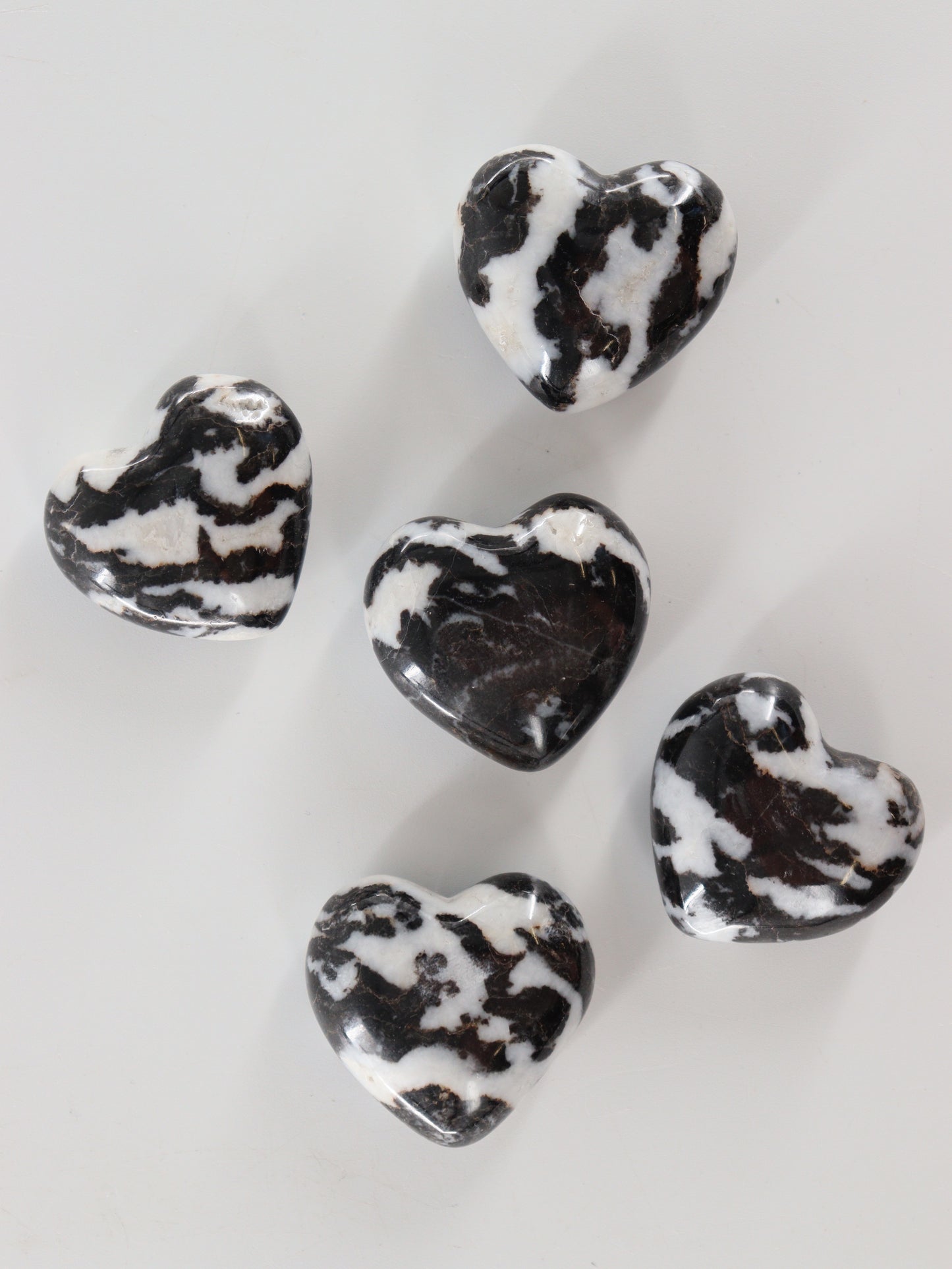 Zebra Calcite Hearts Set of 5