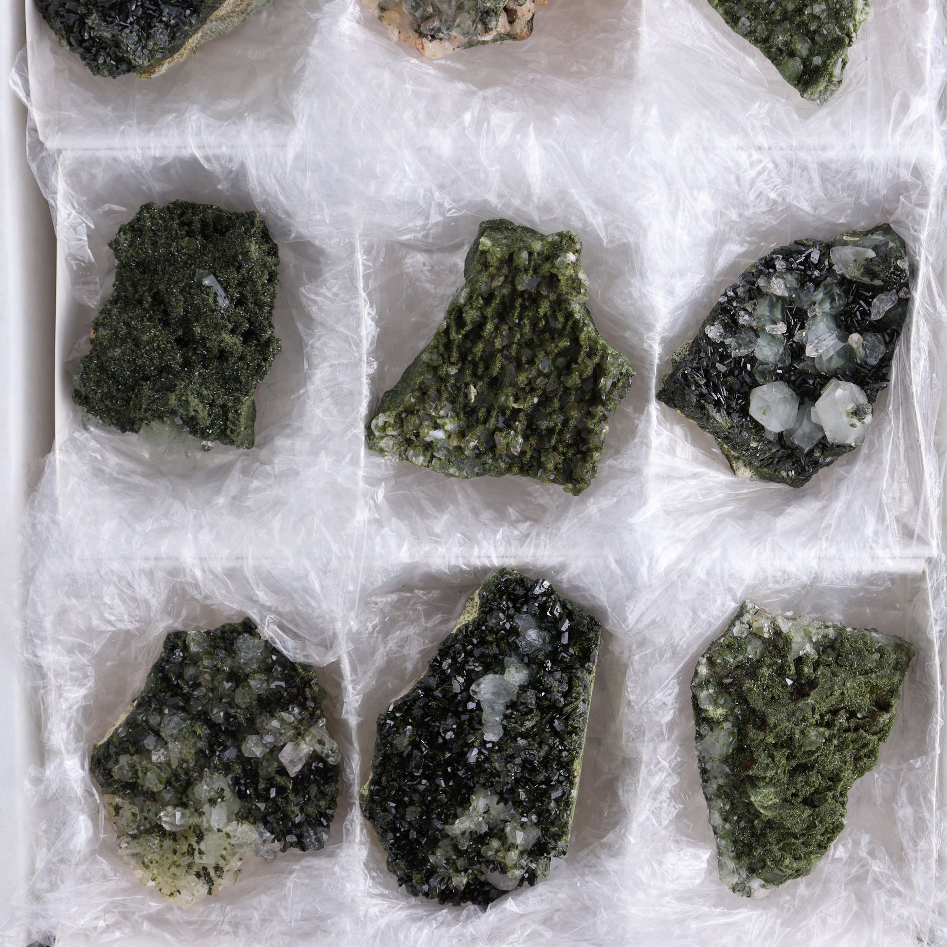 Epidote Set of 9 - Expert Wholesale and Supplier of Wholesale Crystals & Bulk Gemstones, ["epidote","flat","Flats"]