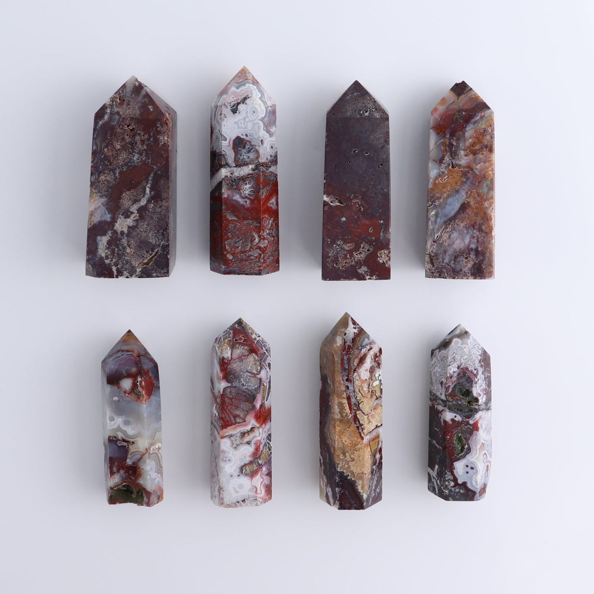 Crazy Lace Agate Towers Set of 8