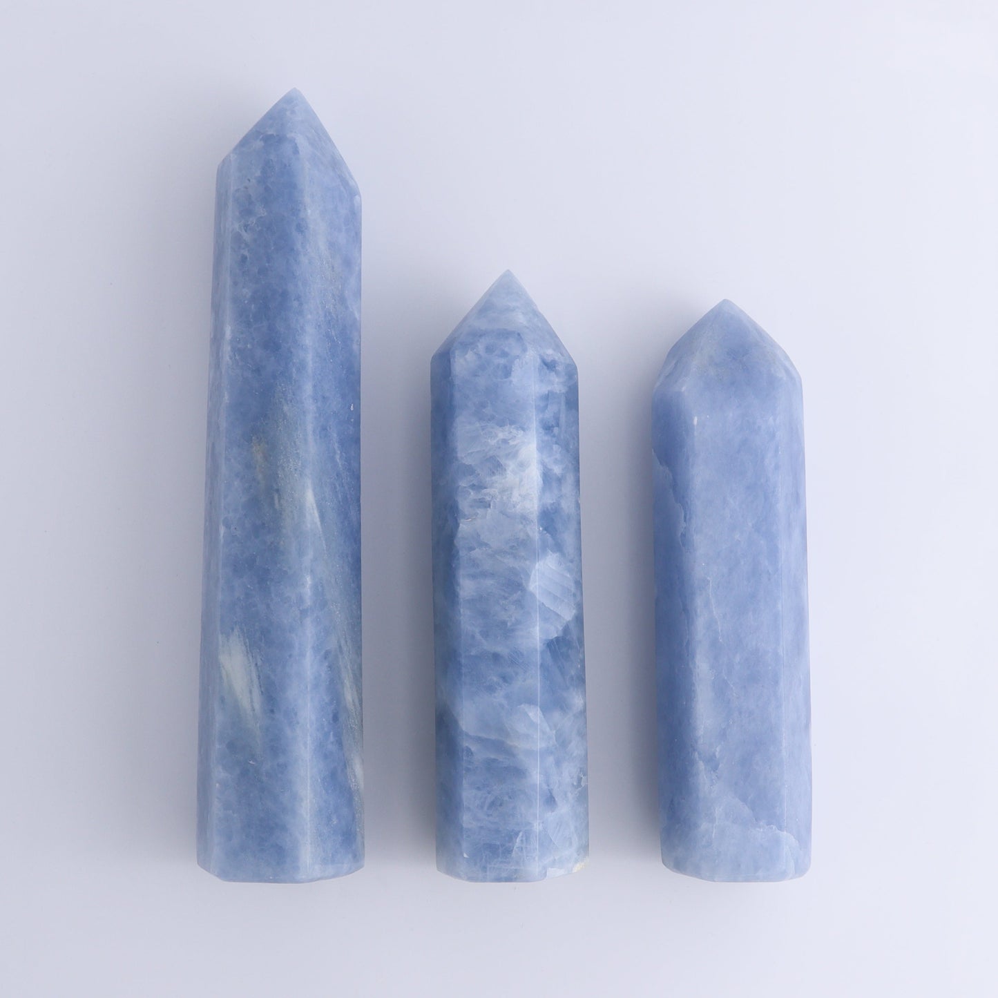 Blue Calcite Towers Set of 3 - Expert Wholesale and Supplier of Wholesale Crystals & Bulk Gemstones, ["Blue Calcite","Calcite","Towers"]