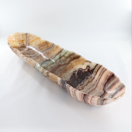 Mexican Onyx/Calcite Canoe Bowl 36"