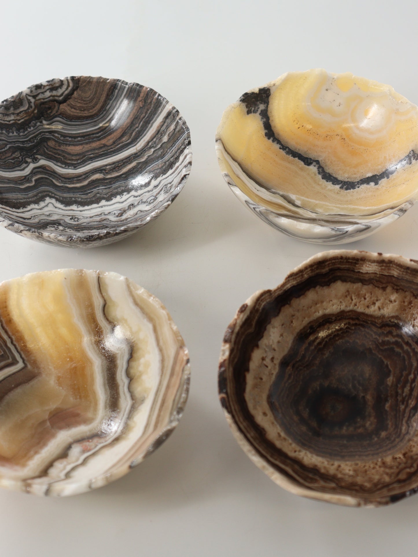 Mixed Onyx Bowls with Rustic Edge Set of 4