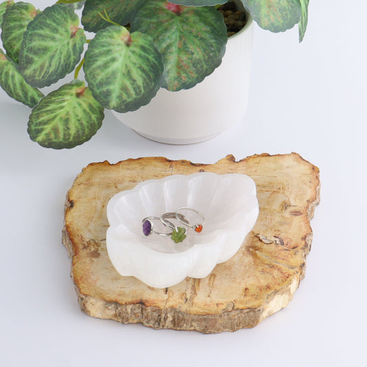 One Selenite (Satin Spar) Leaf Bowl 10 cm - Expert Wholesale and Supplier of Wholesale Crystals & Bulk Gemstones, ["Bowls","Leaf","Morocco","Selenite"]