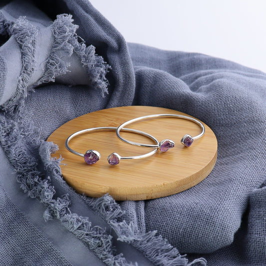 One Amethyst Sterling Silver Bracelet