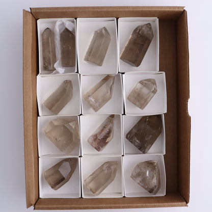 Smoky Quartz Towers Set of 13 - Expert Wholesale and Supplier of Wholesale Crystals & Bulk Gemstones, ["Points","Quartz","Smoky Quartz","Towers"]
