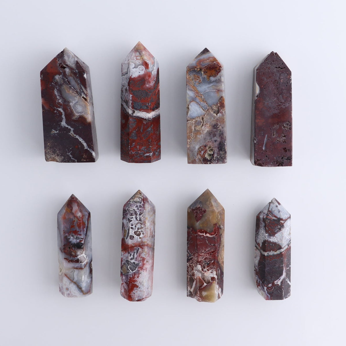 Crazy Lace Agate Towers Set of 8