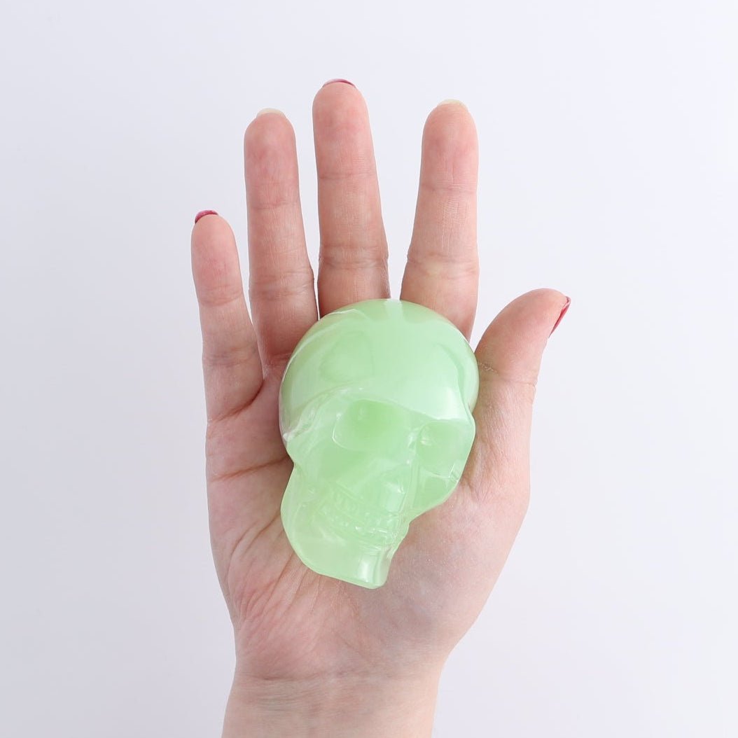 One Small Mexican Green Onyx/Calcite Skull