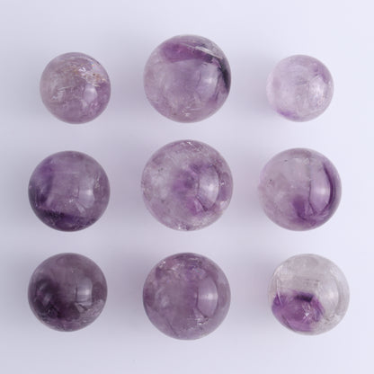 Amethyst Spheres Set of 9 - Expert Wholesale and Supplier of Wholesale Crystals & Bulk Gemstones, ["Amethyst","Brazil","Spheres"]