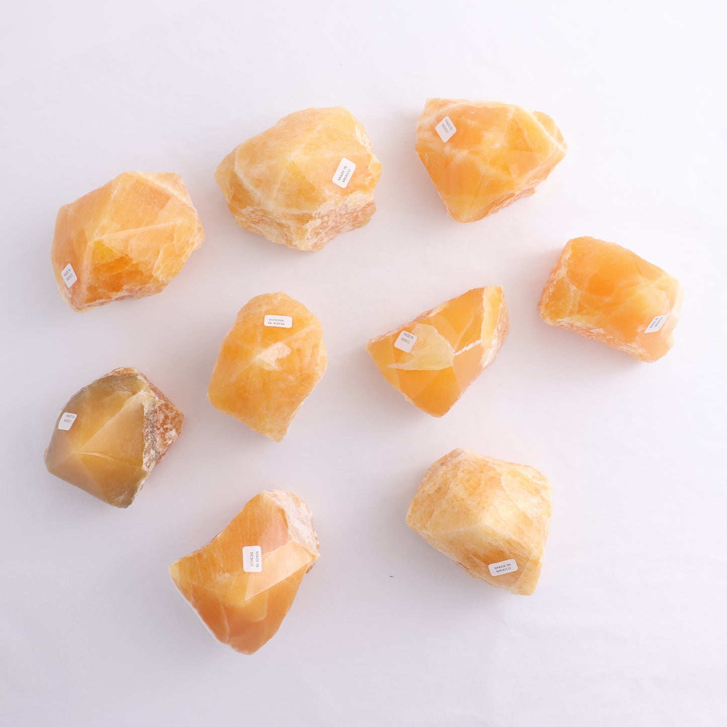 Orange Calcite Polished Tips Set of 9