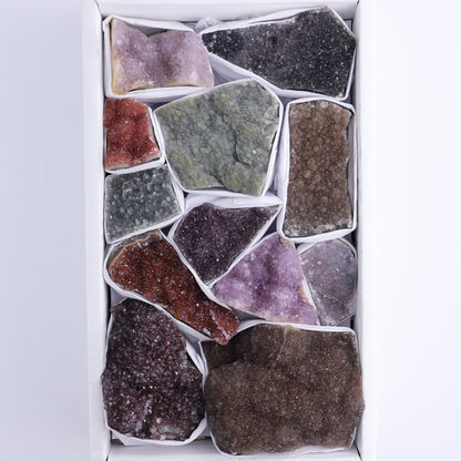 Uruguay Rainbow Amethyst Clusters Flat of 12