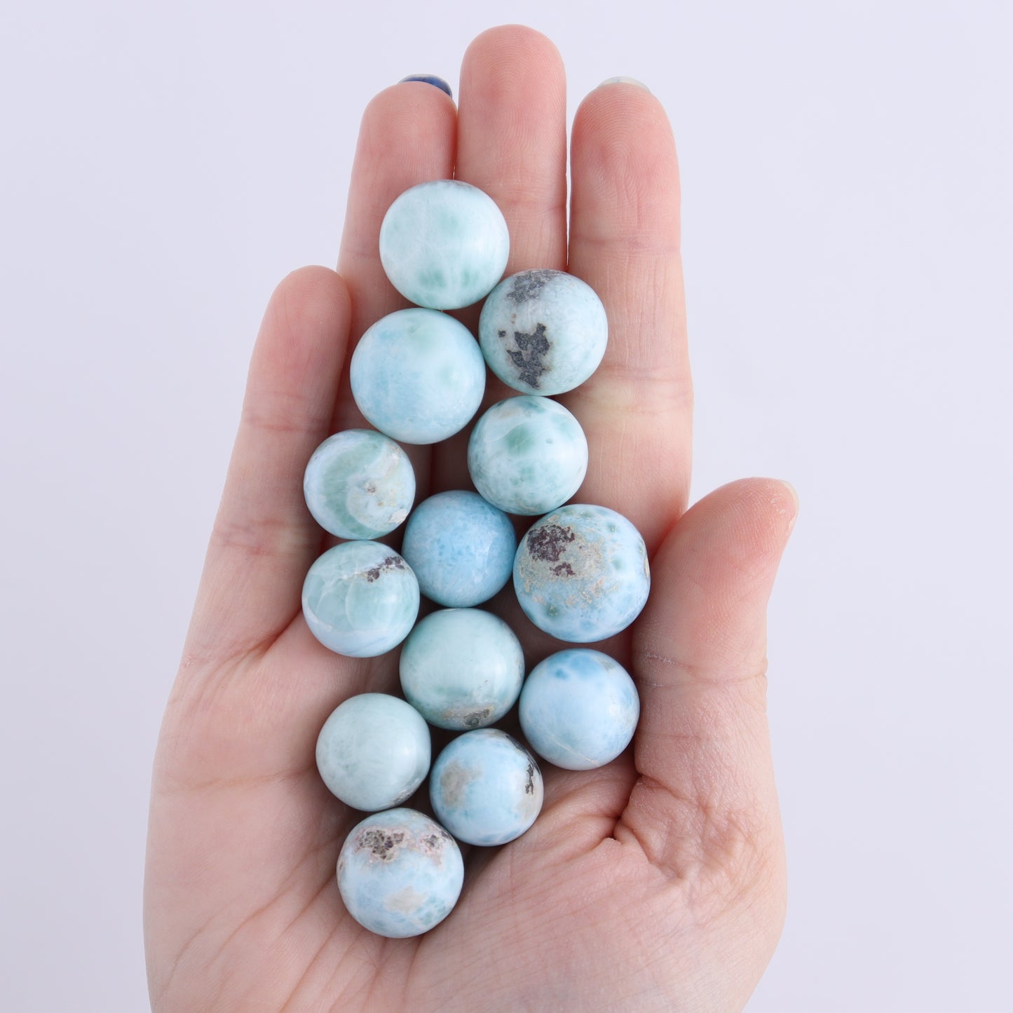 Larimar Spheres Set of 13 - Expert Wholesale and Supplier of Wholesale Crystals & Bulk Gemstones, ["Larimar","Spheres"]