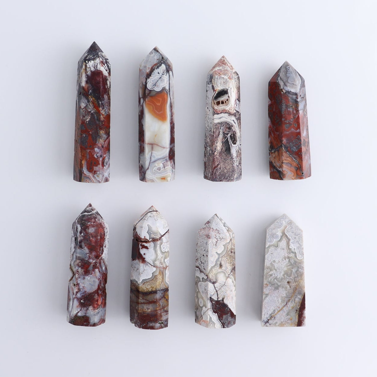 Crazy Lace Agate Towers Set of 8