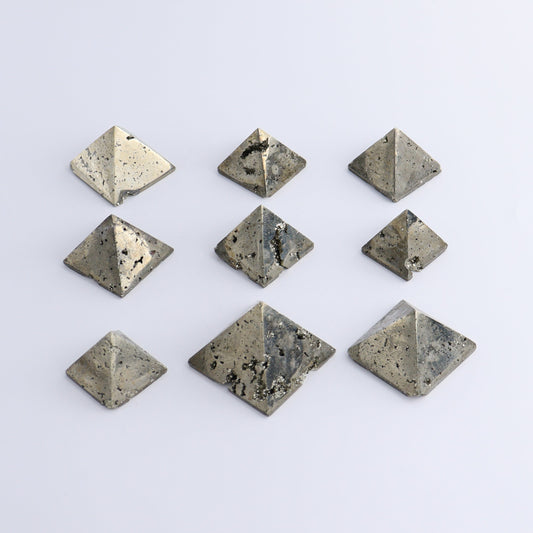 Pyrite Pyramids Set of 9 - Expert Wholesale and Supplier of Wholesale Crystals & Bulk Gemstones, ["Pyramids","Pyrite"]