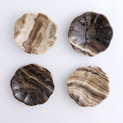One Mexican Onyx/Calcite Chocolate Scalloped Dish 10 cm