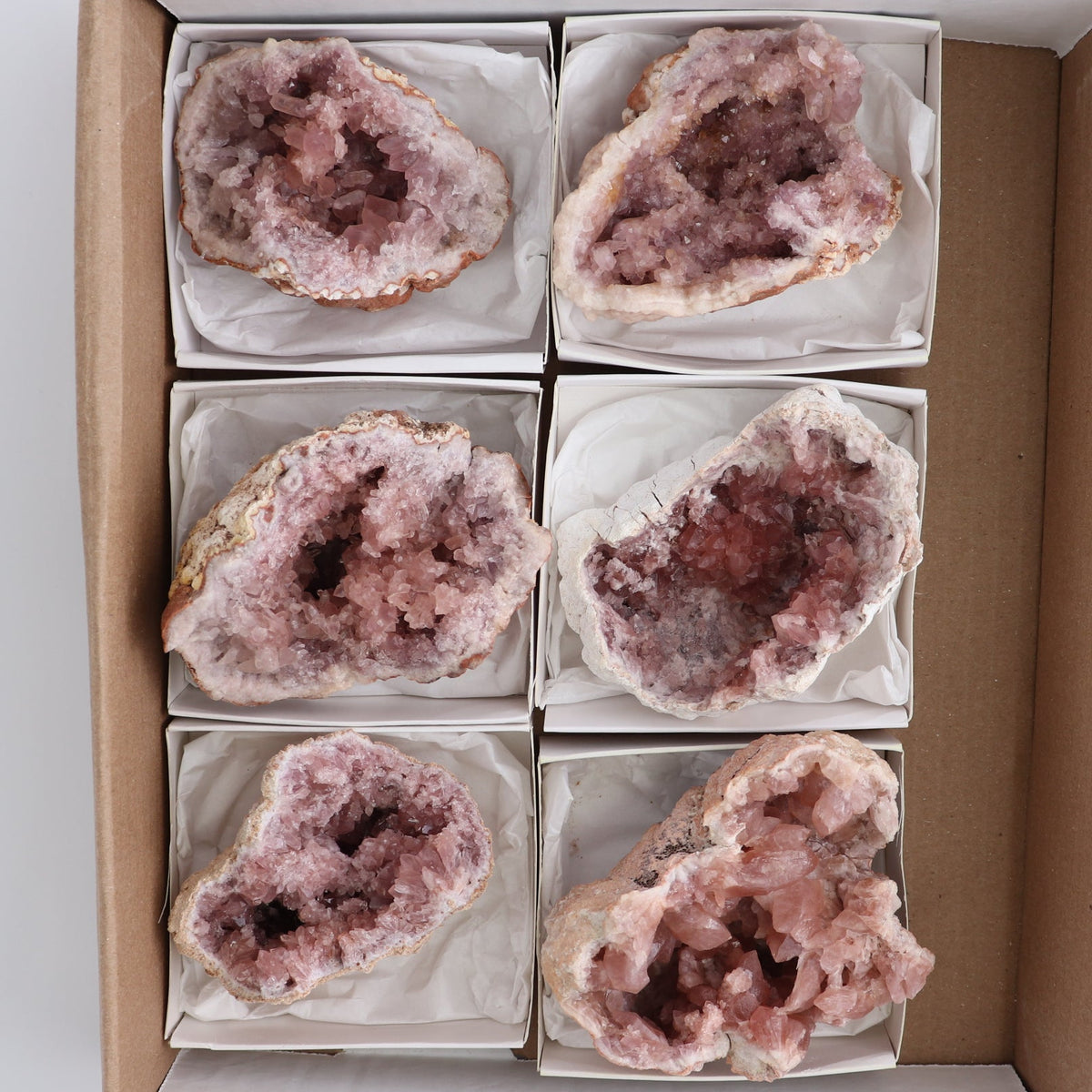 Pink Amethyst Geodes Set of 6