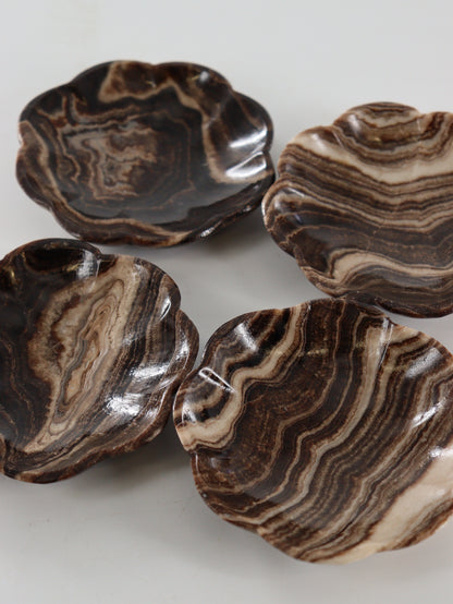 Chocolate Onyx Flower Dishes Set of 8