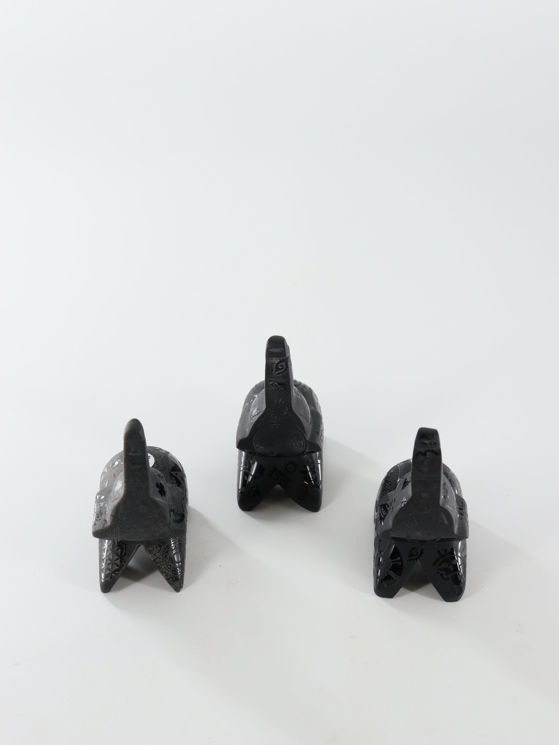 Obsidian Elephant Carvings Set of 3 - Expert Supplier of Wholesale Crystals & Bulk Gemstones