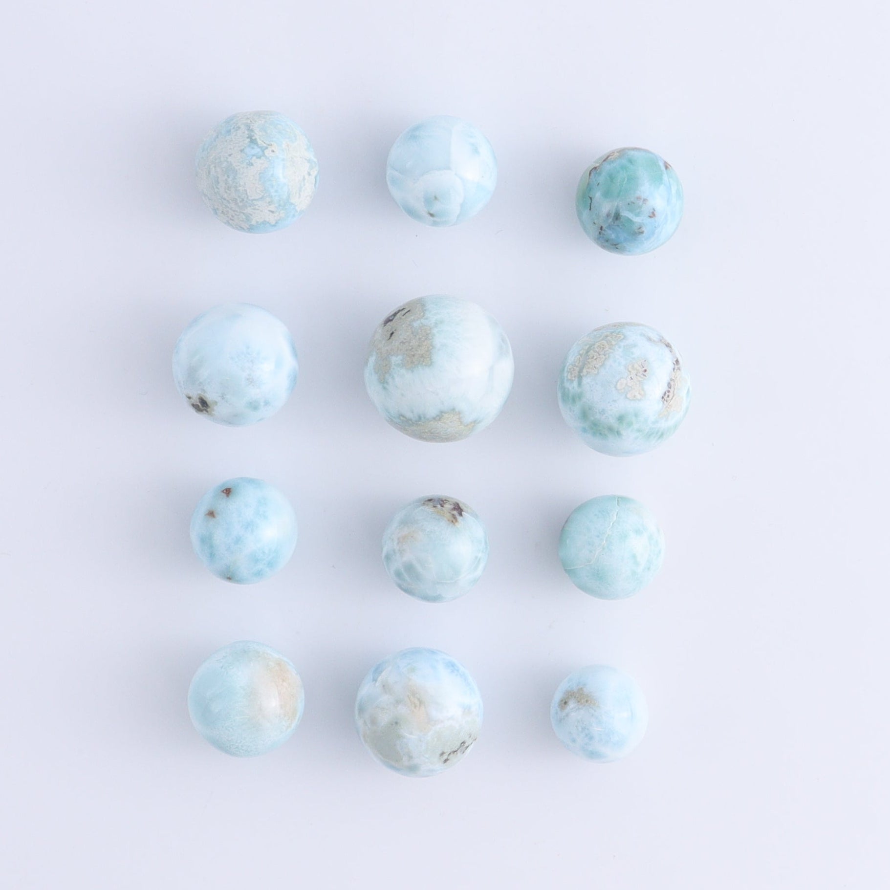 Larmiar Spheres Set of 12 - Expert Wholesale and Supplier of Wholesale Crystals & Bulk Gemstones, ["Larimar","Spheres"]