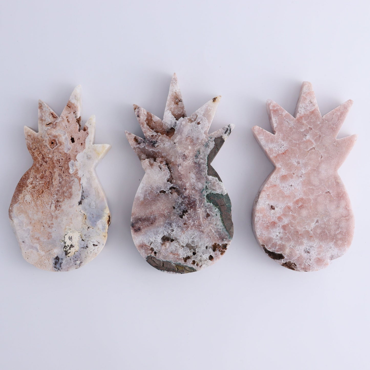 Pink Amethyst Pineapples Set of 3 - Expert Wholesale and Supplier of Wholesale Crystals & Bulk Gemstones, ["Amethyst","Brazil","close_30","Pineapple","Pink Amethyst"]