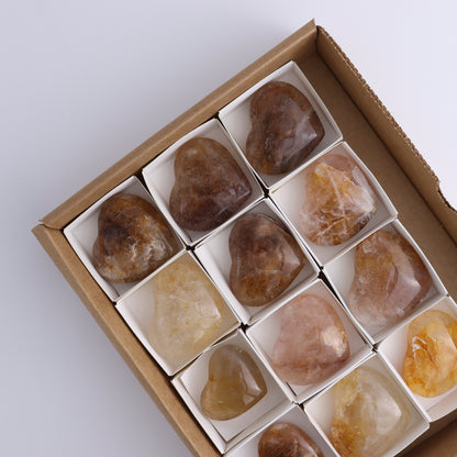 Golden Healer Hearts Set of 12 - Expert Wholesale and Supplier of Wholesale Crystals & Bulk Gemstones, ["Brazil","Golden Healer","Hearts"]