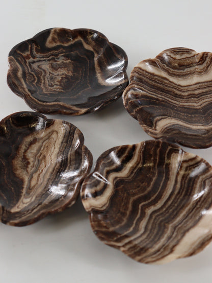 Chocolate Onyx Flower Dishes Set of 8