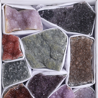 Uruguay Rainbow Amethyst Clusters Flat of 12