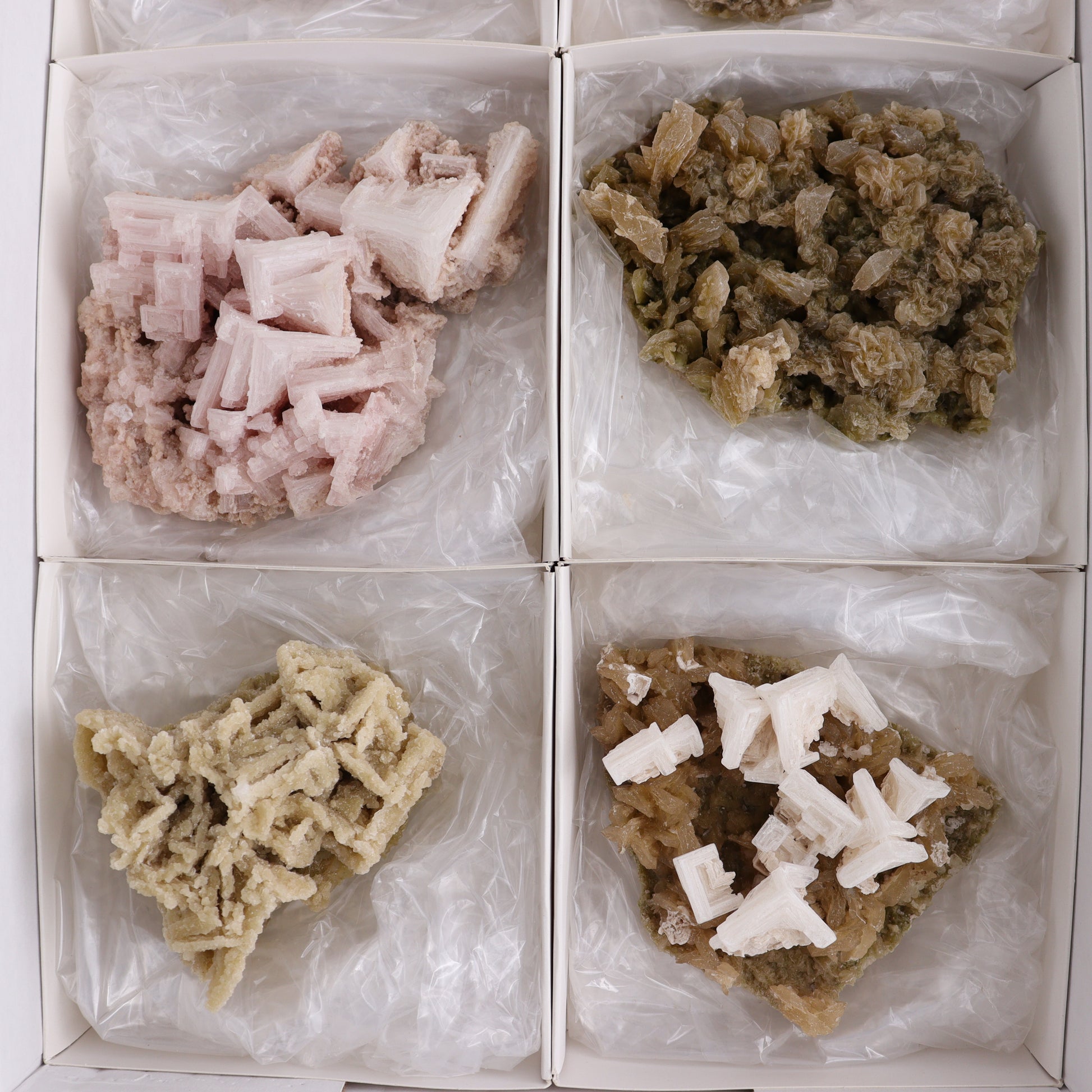 Trona ps. After Halite and Halite from Owens Lake Set of 6 - Expert Wholesale and Supplier of Wholesale Crystals & Bulk Gemstones, ["Halite","halite on trona","United States"]