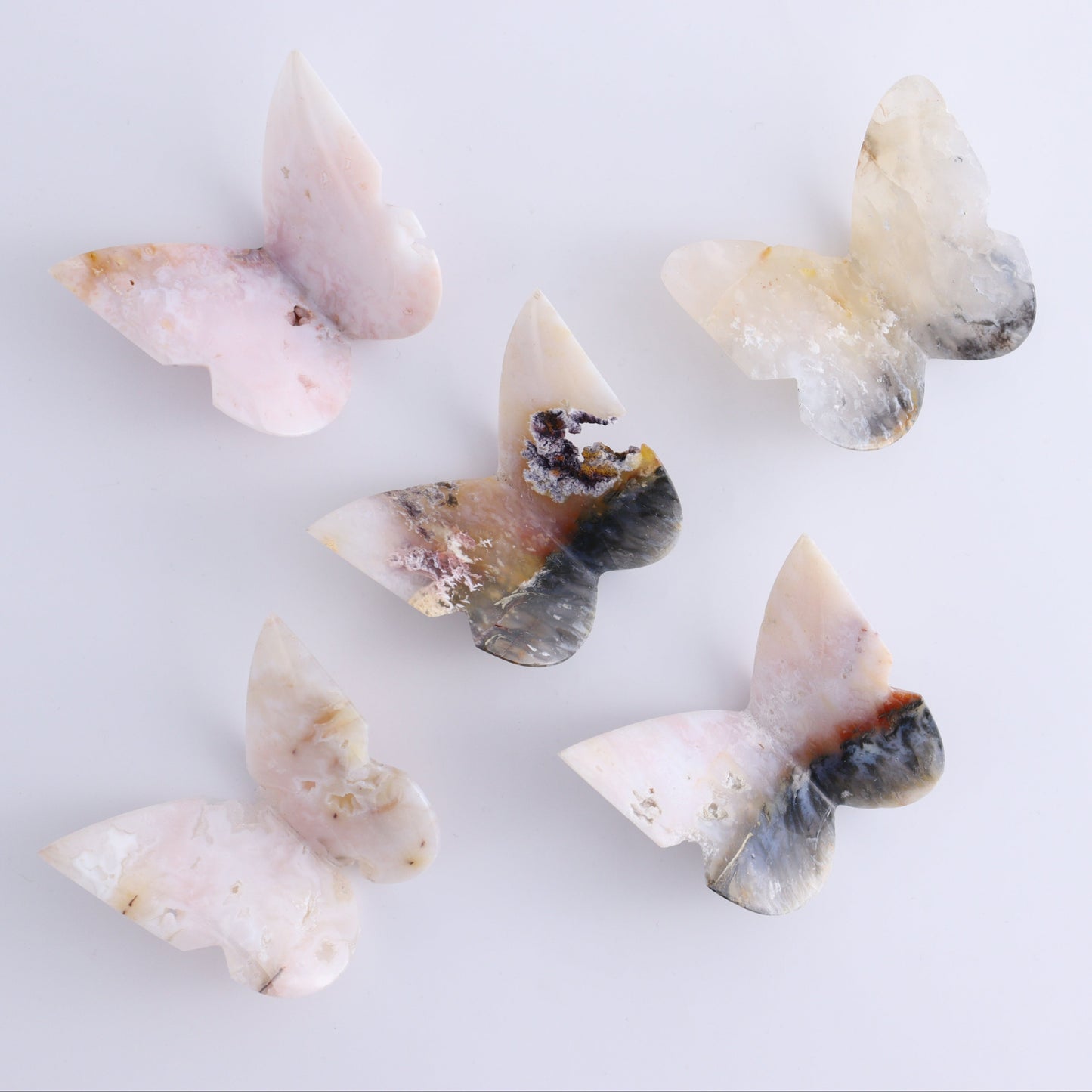 One Pink Plume Agate Butterfly - Expert Wholesale and Supplier of Wholesale Crystals & Bulk Gemstones, ["Agate","Butterflies","Butterfly","Pink Agate","Plume Agate"]