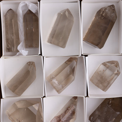 Smoky Quartz Towers Set of 13 - Expert Wholesale and Supplier of Wholesale Crystals & Bulk Gemstones, ["Points","Quartz","Smoky Quartz","Towers"]