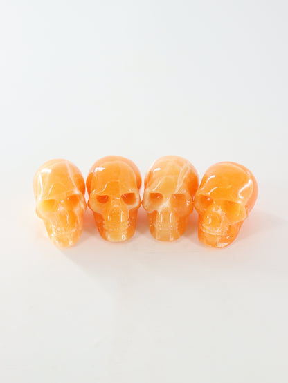 Orange Calcite Skulls Set of 4 - Expert Wholesale and Supplier of Wholesale Crystals & Bulk Gemstones, ["Calcite","Orange Calcite","Skulls"]