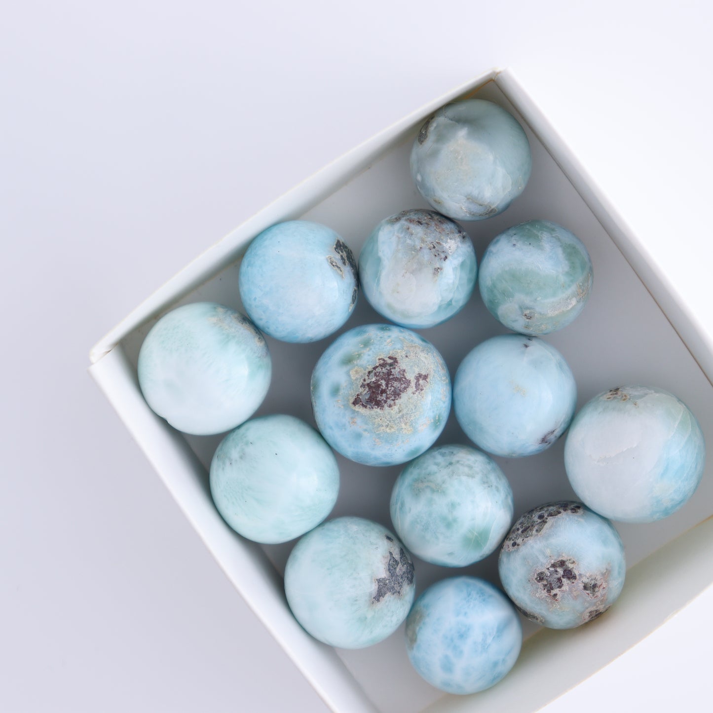 Larimar Spheres Set of 13 - Expert Wholesale and Supplier of Wholesale Crystals & Bulk Gemstones, ["Larimar","Spheres"]