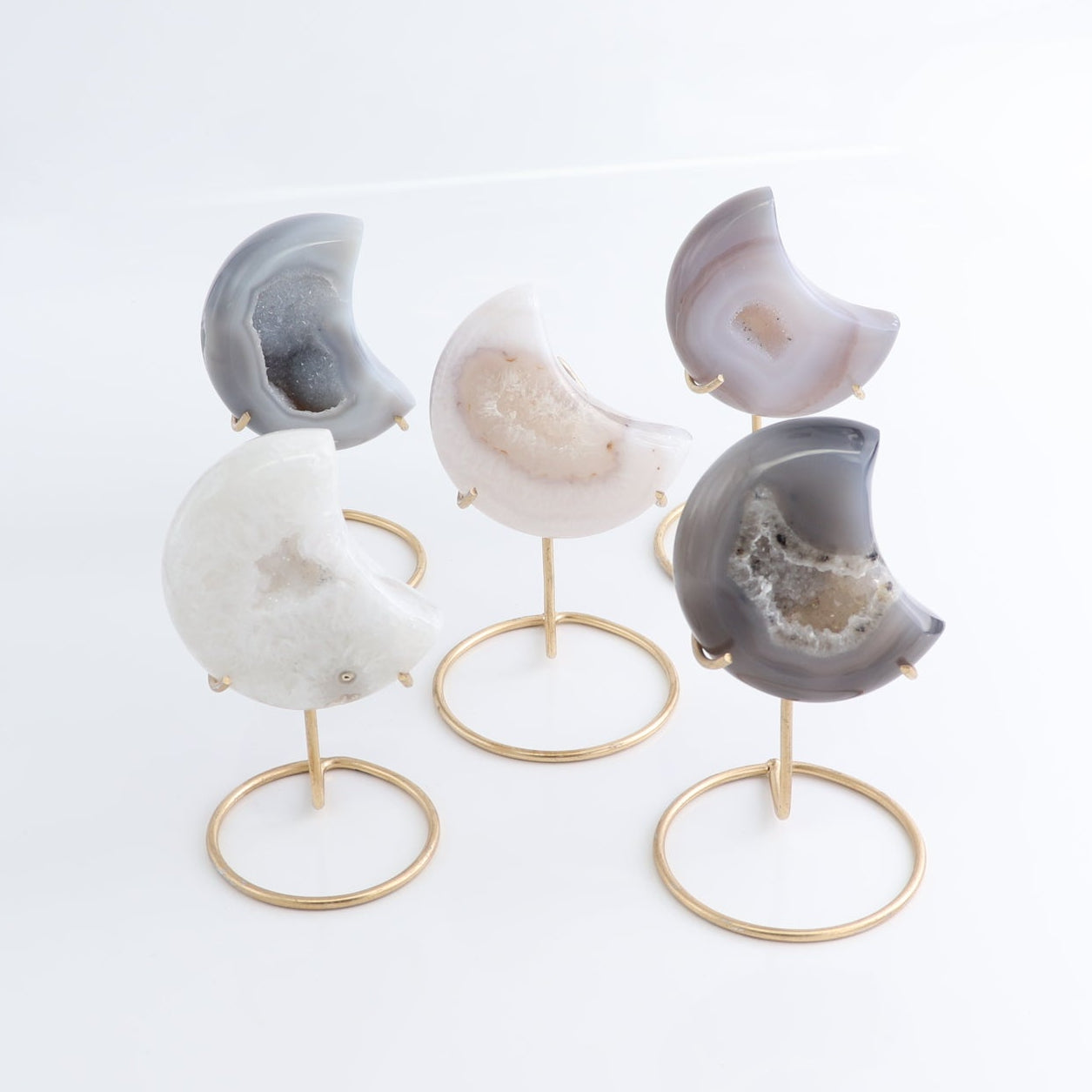 Agate Moons with Stand Set of 5