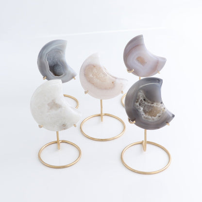 Agate Moons with Stand Set of 5