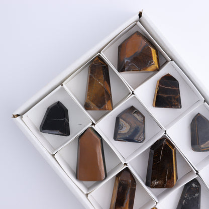Tiger Eye Towers Set of 15 - Expert Wholesale and Supplier of Wholesale Crystals & Bulk Gemstones, ["Brazil","close_70","Tiger Eye","Towers"]