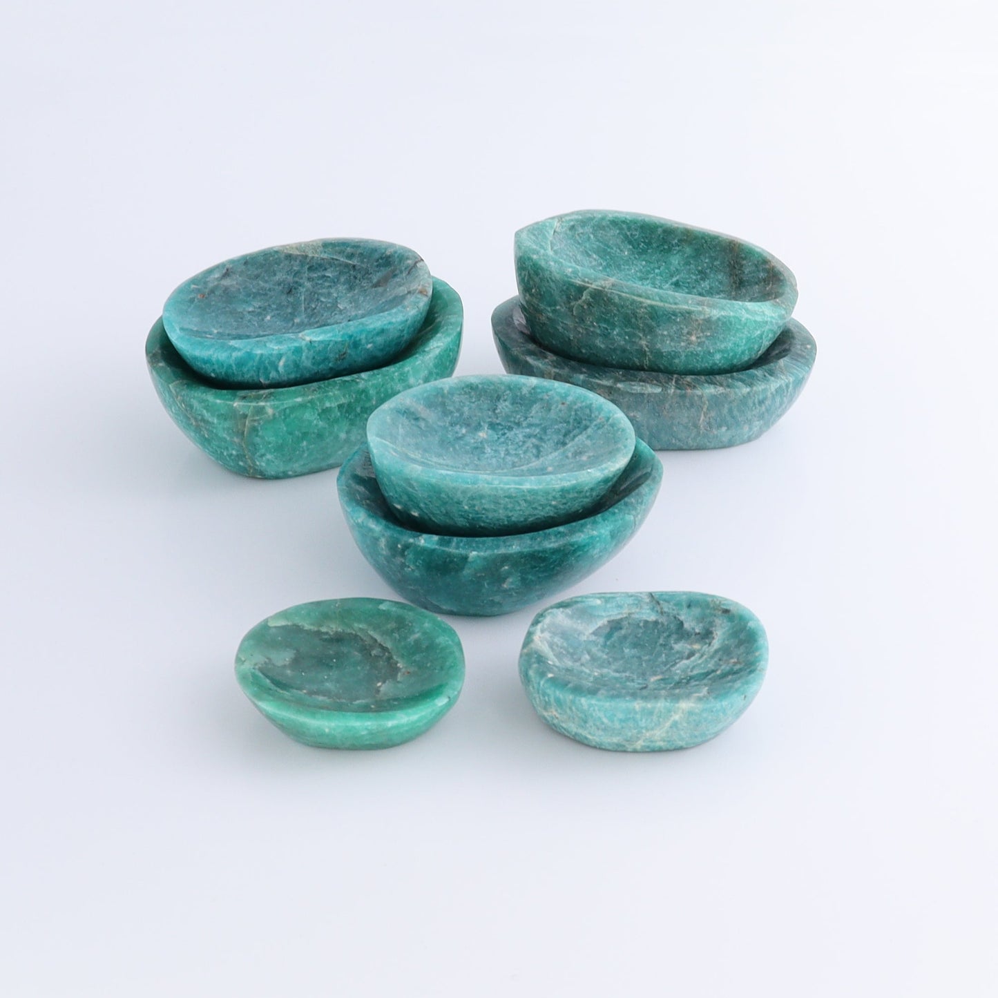 Amazonite Bowls Set of 8 - Expert Wholesale and Supplier of Wholesale Crystals & Bulk Gemstones, ["Amazonite","Bowls","Madagascar"]