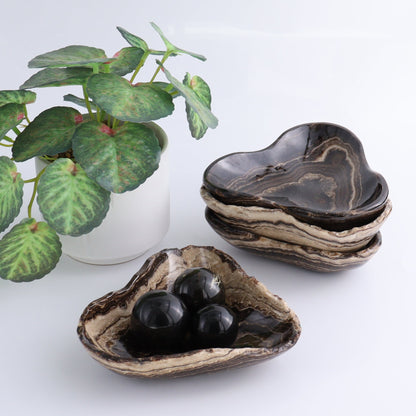 One Mexican Onyx/Calcite Chocolate Triangular Bowl - Expert Wholesale and Supplier of Wholesale Crystals & Bulk Gemstones, ["Calcite","Catalog Onyx","Decorative Dish","Mexico","onyx"]