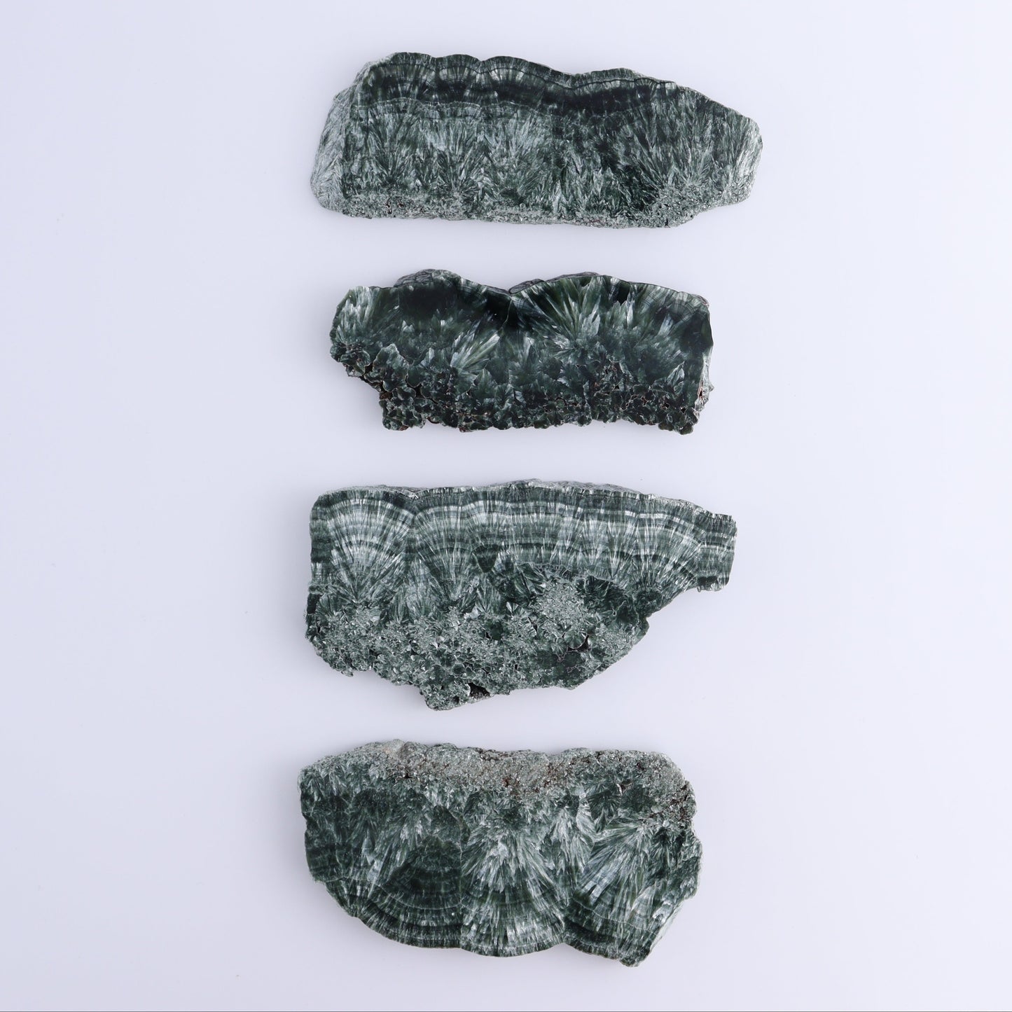 Seraphinite Slices Set of 4 - Expert Wholesale and Supplier of Wholesale Crystals & Bulk Gemstones, ["Russia","Seraphinite","Slices and Slabs"]