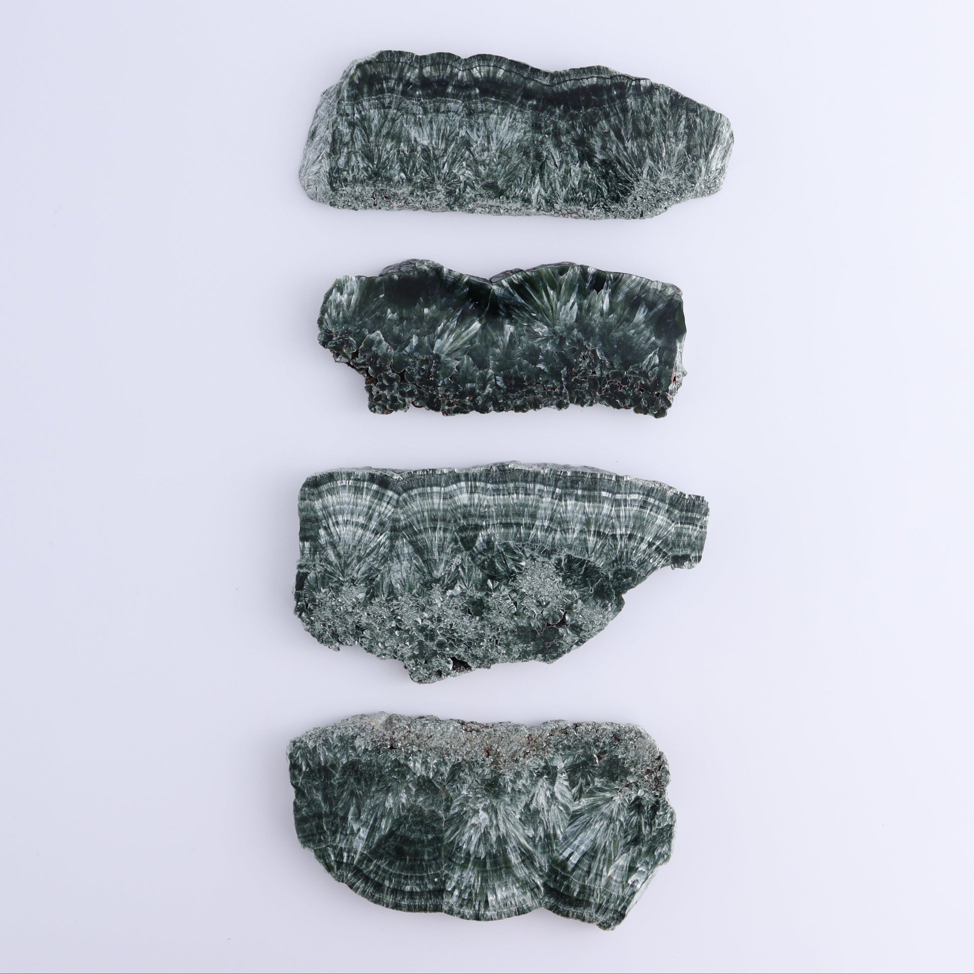 Seraphinite Slices Set of 4 - Expert Wholesale and Supplier of Wholesale Crystals & Bulk Gemstones, ["Russia","Seraphinite","Slices and Slabs"]