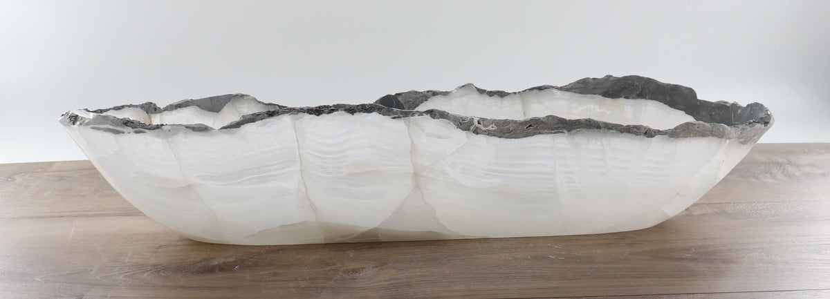 Mexican Onyx/Calcite Canoe Bowl 24"