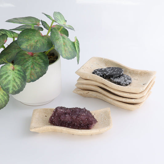 One Travertine Wavy Dish Large - Expert Wholesale and Supplier of Wholesale Crystals & Bulk Gemstones, ["Catalog Onyx","Decorative Dish","Mexico","Travertine"]