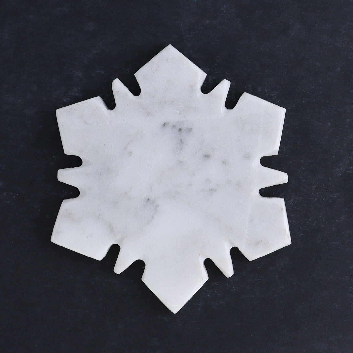 One White Marble Snowflake Coaster