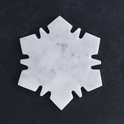 One White Marble Snowflake Coaster