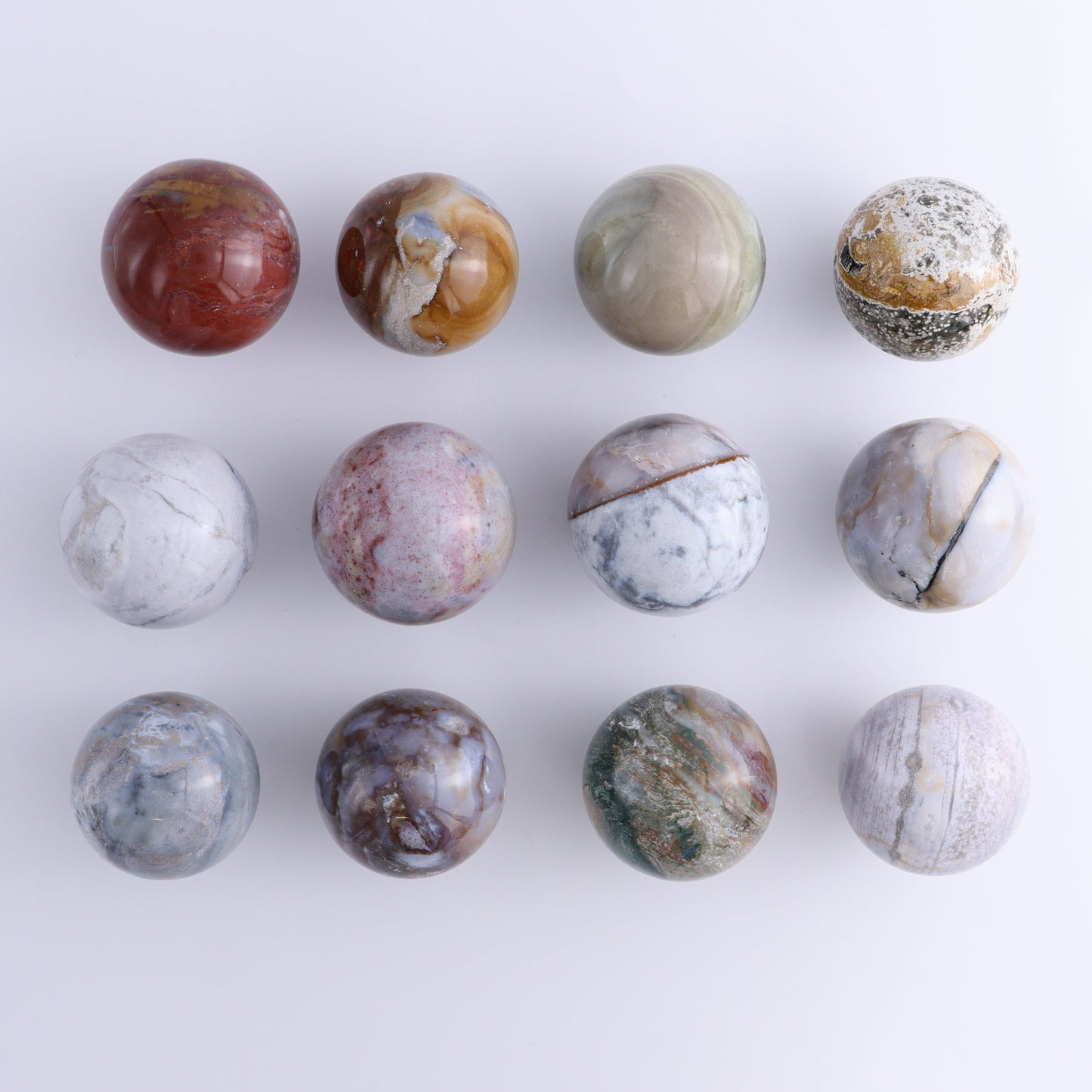 Ocean Jasper Spheres Set of 12 - Expert Wholesale and Supplier of Wholesale Crystals & Bulk Gemstones, ["jasper","Madagascar","Ocean Jasper","Spheres"]