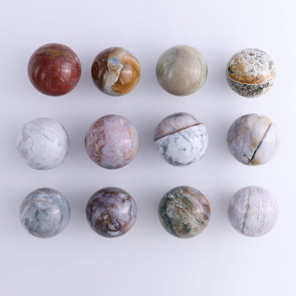 Ocean Jasper Spheres Set of 12 - Expert Wholesale and Supplier of Wholesale Crystals & Bulk Gemstones, ["jasper","Madagascar","Ocean Jasper","Spheres"]