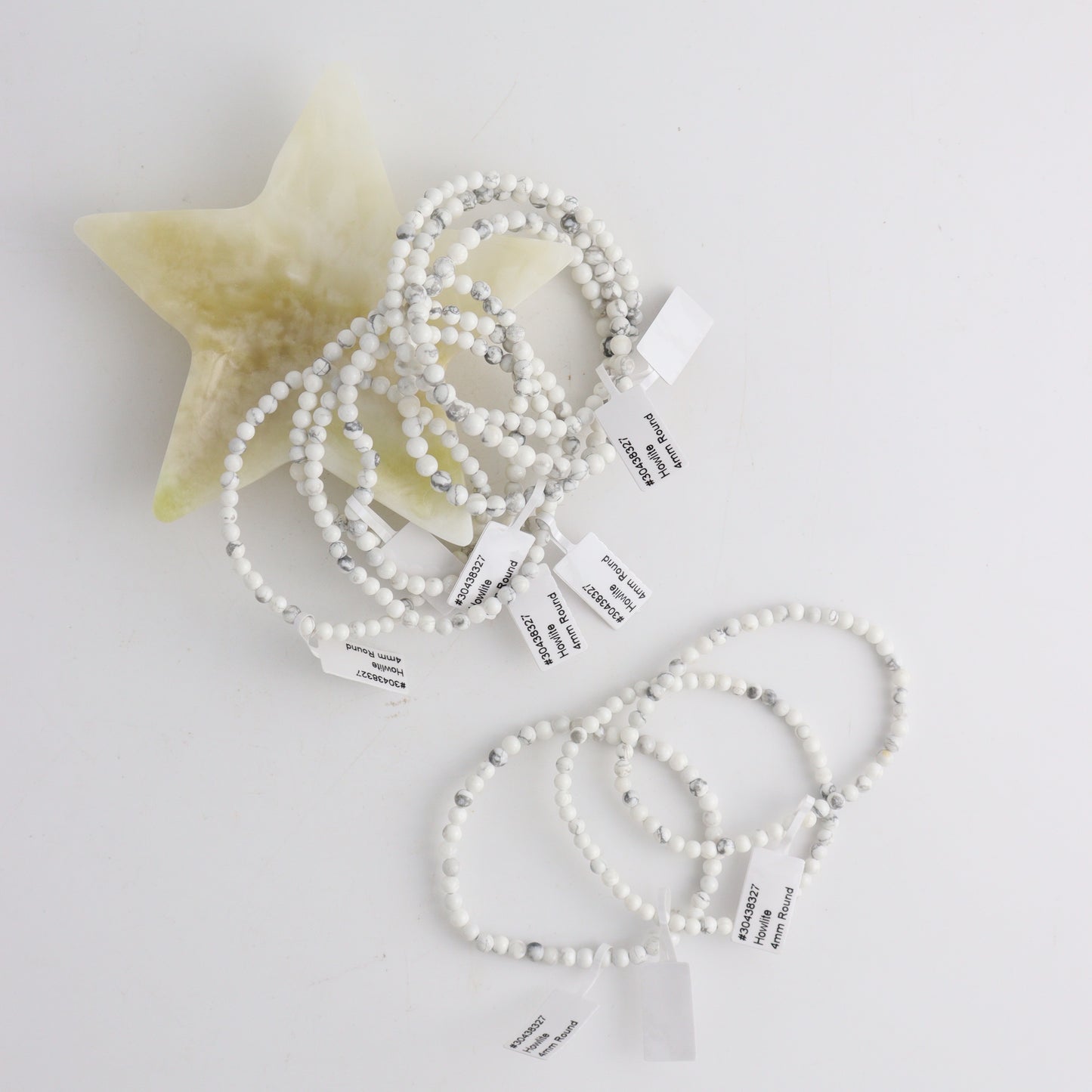 Howlite Bracelet 4mm Set of 10 - Expert Wholesale and Supplier of Wholesale Crystals & Bulk Gemstones, ["bracelets","China","Jewelry","White Howlite"]